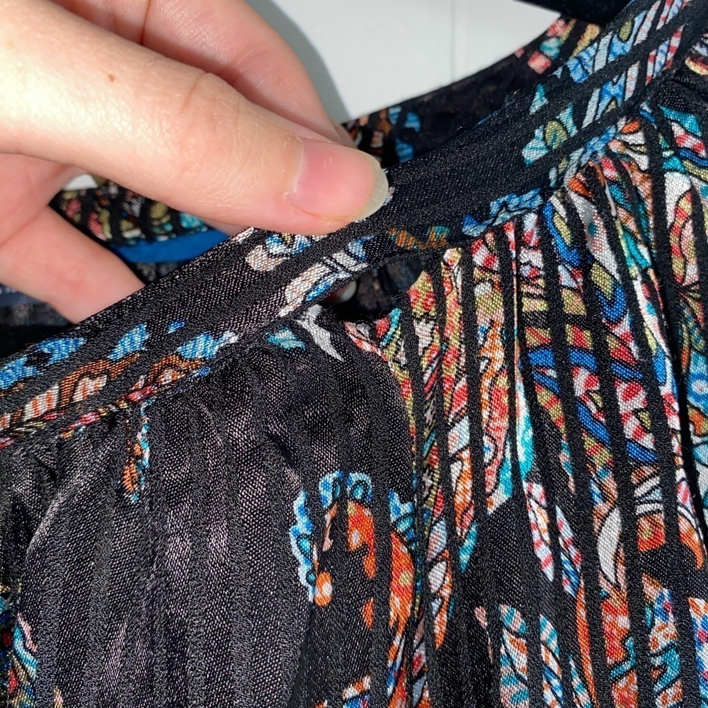 MAEVE ANTHROPOLOGIE Madeira Burnout Satin Blouse Multicolor Balloon Sleeves Sz S - Picture 5 of 10